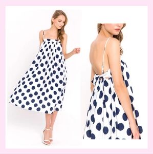 Elegant Polka Dot Dress in Navy and White